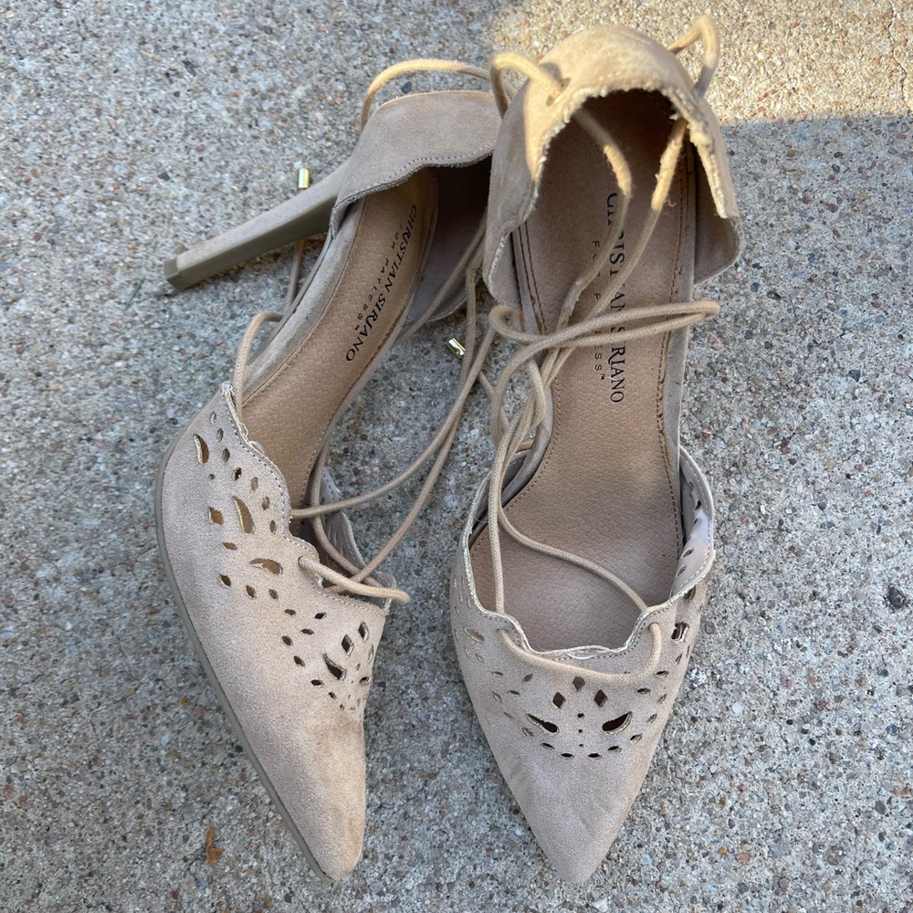 Tan strappy heels